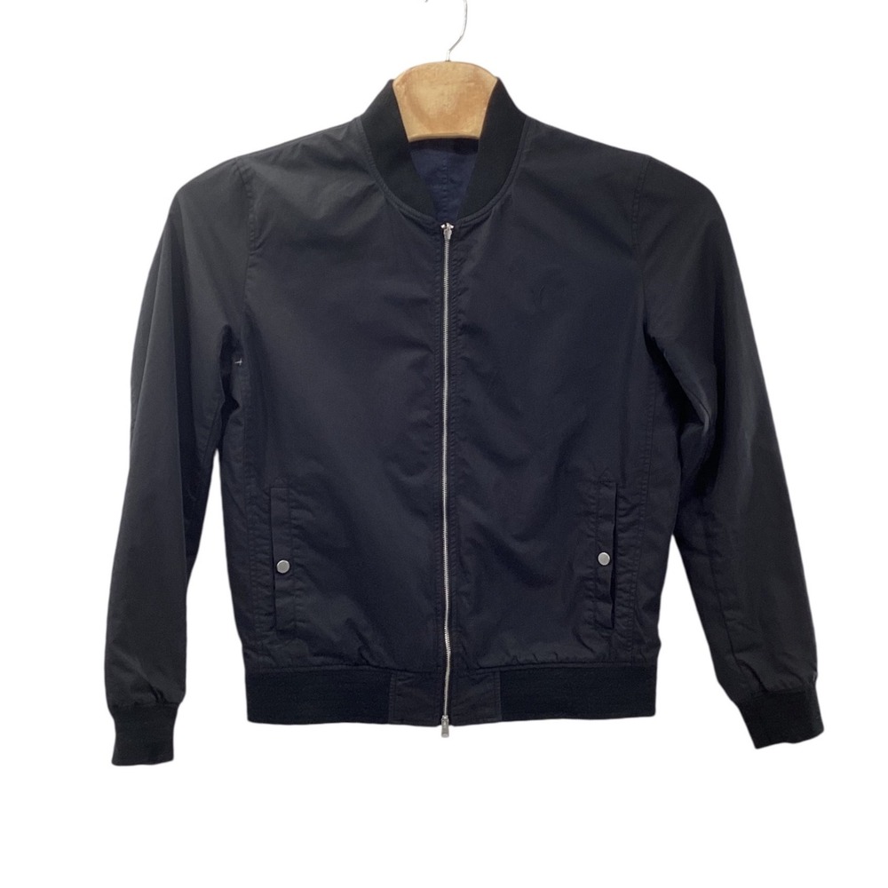 AllSaints Bassett Reversible Bomber Jacket Mens Medium Black Navy MJ025Y